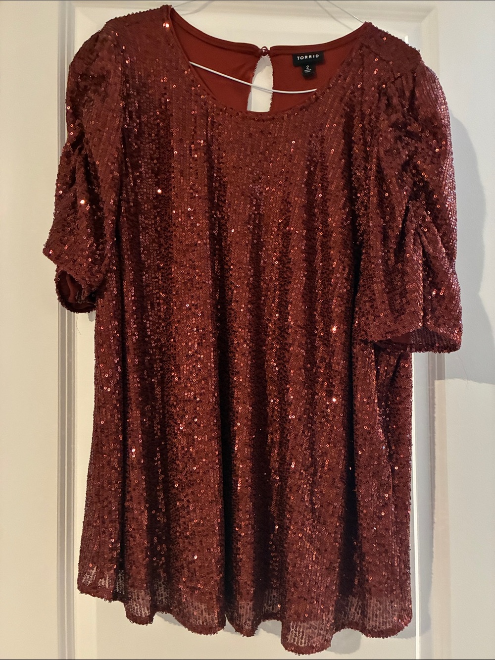 Torrid Sequin Short Sleeve Top in Deep Pink